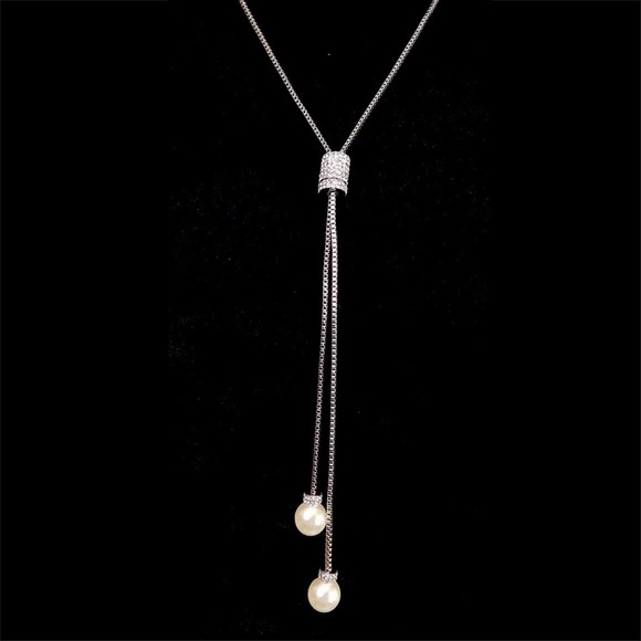 Jewelry - Rhinestone Slide Necklace Triple Slide Chain Neckl